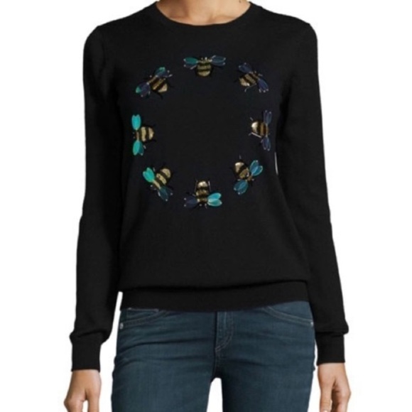 Markus Lupfer Bee Ring Embellished Wool Sweater Wool black Size XS-S - Picture 1 of 8
